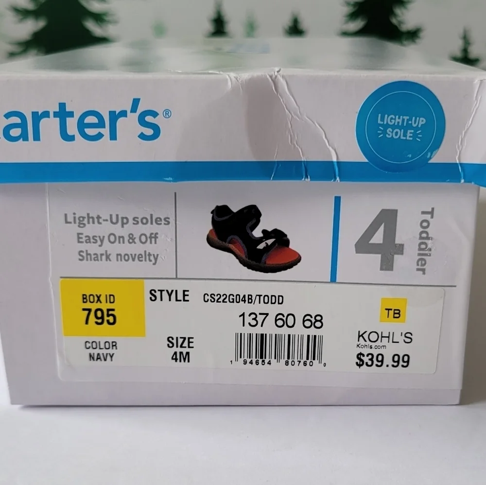 New 4T Carter's Shark Light-Up Sandals.
